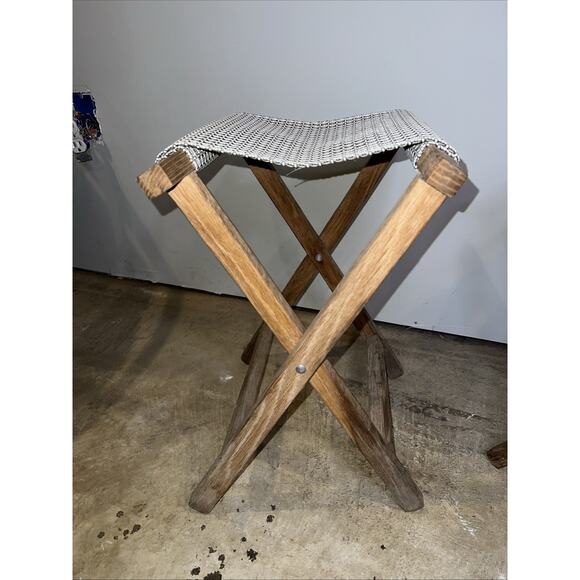 2 Vintage Canvas Folding Camp Stools Fishing Portable Camping Flaming Fireside - Picture 5 of 14